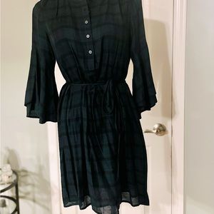 Green and blue plaid flutter sleeve dress from loft.